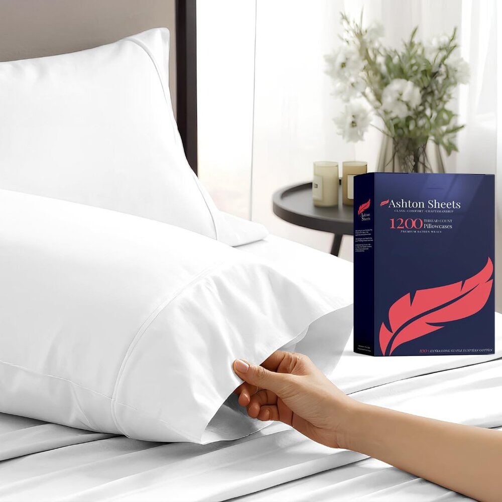 Breathable Egyptian Cotton Pillowcases King Size – 1200 TC for Luxurious Sleep